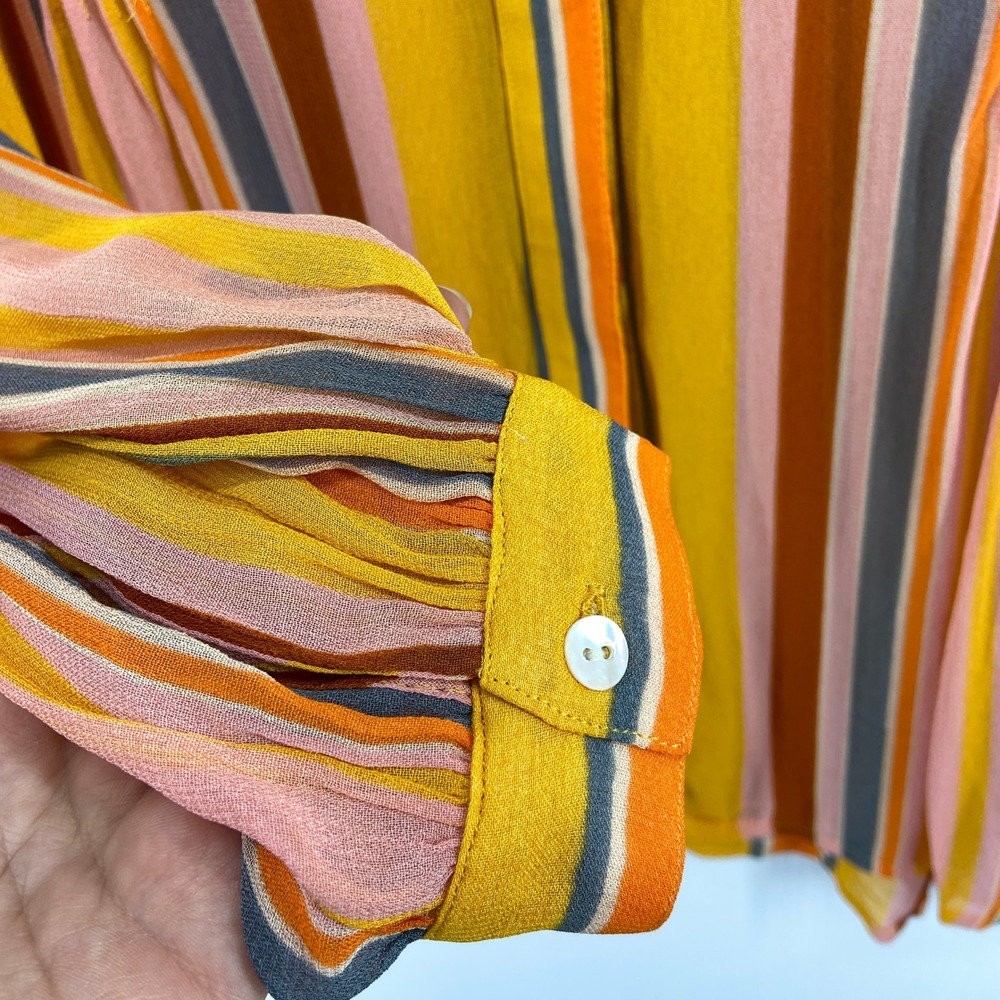 All Saints Adra Stripe Shirt Multicolor Sheer Long Sleeve Blouse Womens US 0 View 5